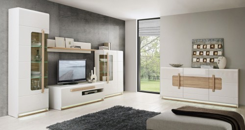 Вітальня ATTENTION Forte білий матовий / дуб сонома